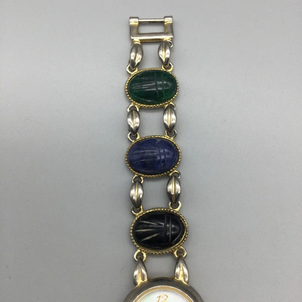 Cardini Womens Watch 21mm MOP Dial Multicolor Scarab Bracelet New Battery 6.75